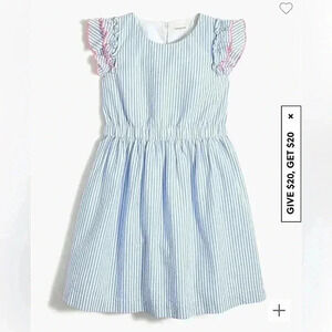 J. Crew Crewcuts Girls Blue & White Seersucker Dress size 2
